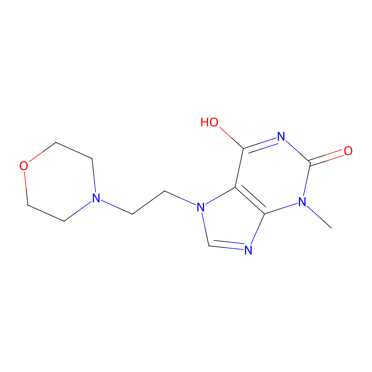 3-Methyl-7-(2-morpholin-4-ylethyl)purine-2,6-dione molecular structure, CAS 354795-11-2