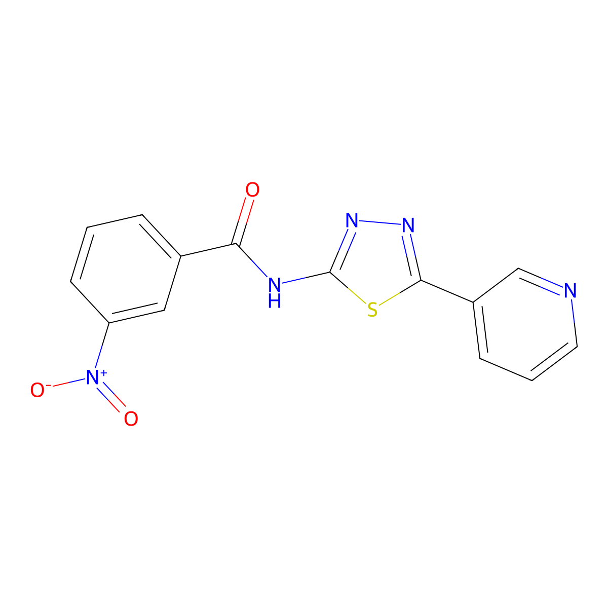3-nitro-N-(5-pyridin-3-yl-1,3,4-thiadiazol-2-yl)benzamide molecular structure, CAS 354796-23-9