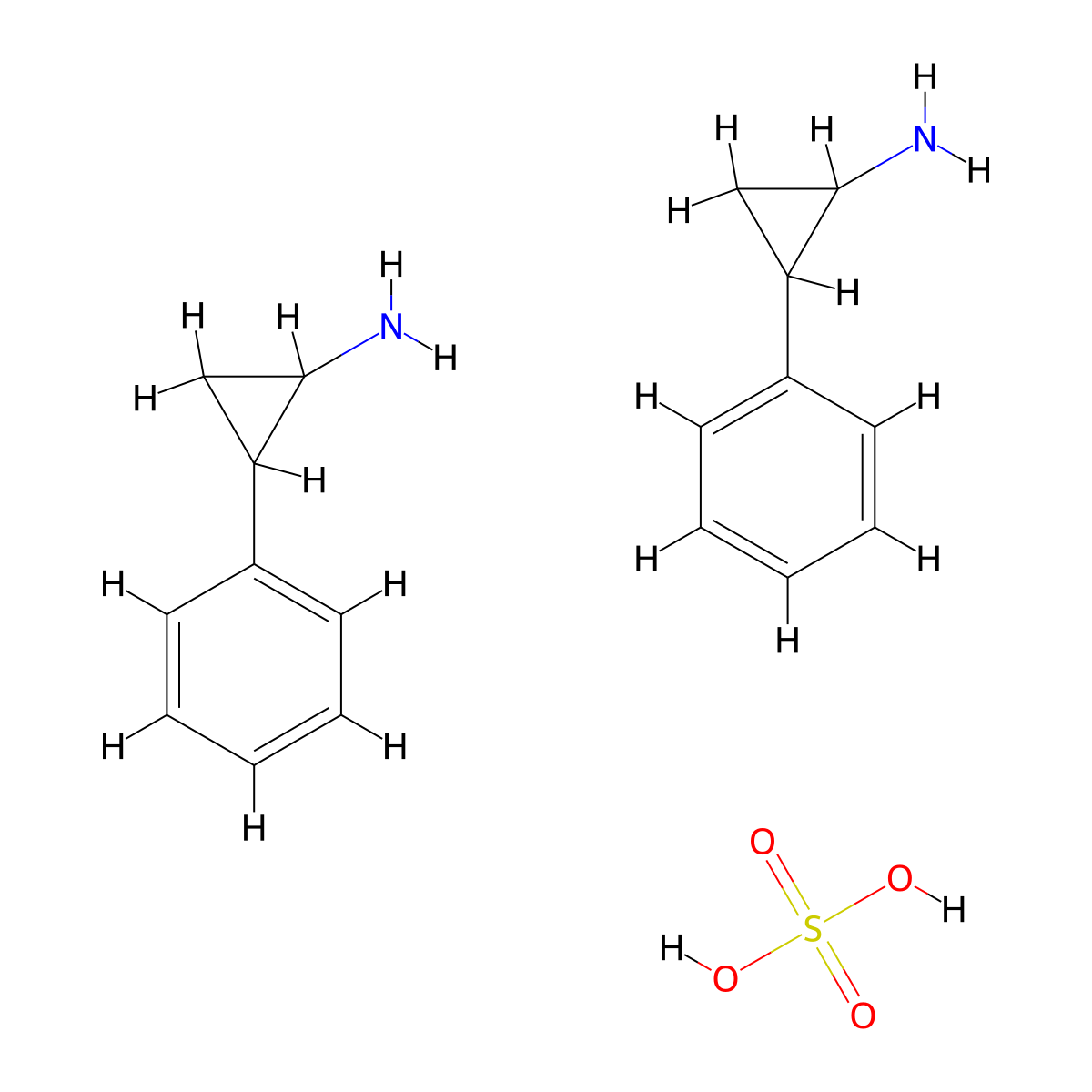 Bis(2-phenylcyclopropylammonium) sulphate molecular structure, CAS 3548-91-2