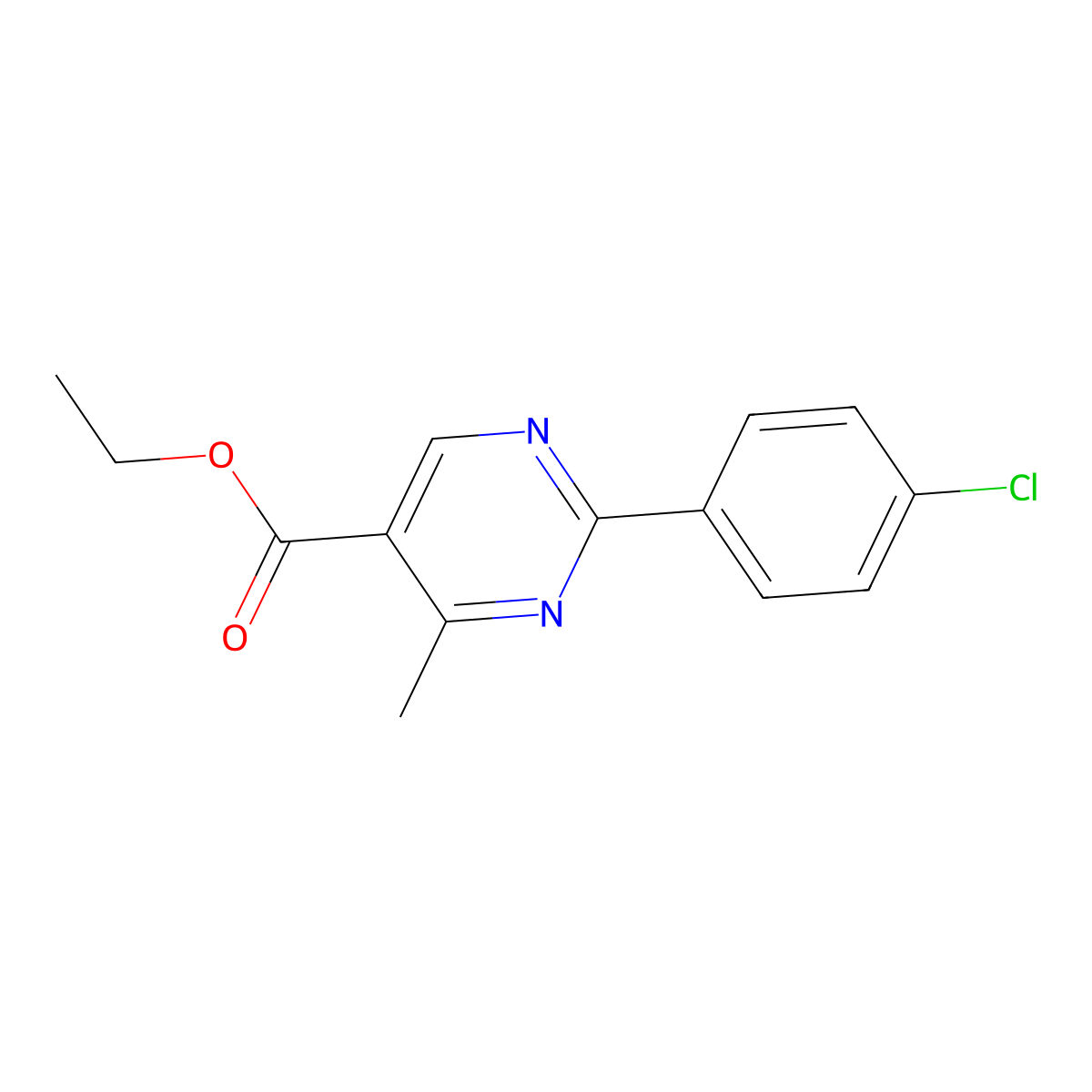 Ethyl 2-(4-chlorophenyl)-4-methylpyrimidine-5-carboxylate molecular structure, CAS 354810-79-0