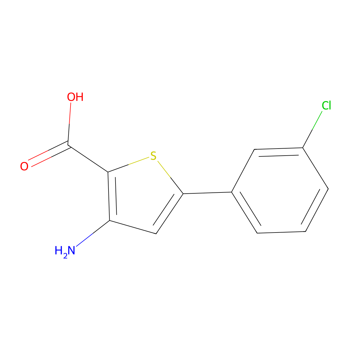 3-Amino-5-(3-chlorophenyl)-2-thiophenecarboxylic Acid molecular structure, CAS 354811-90-8