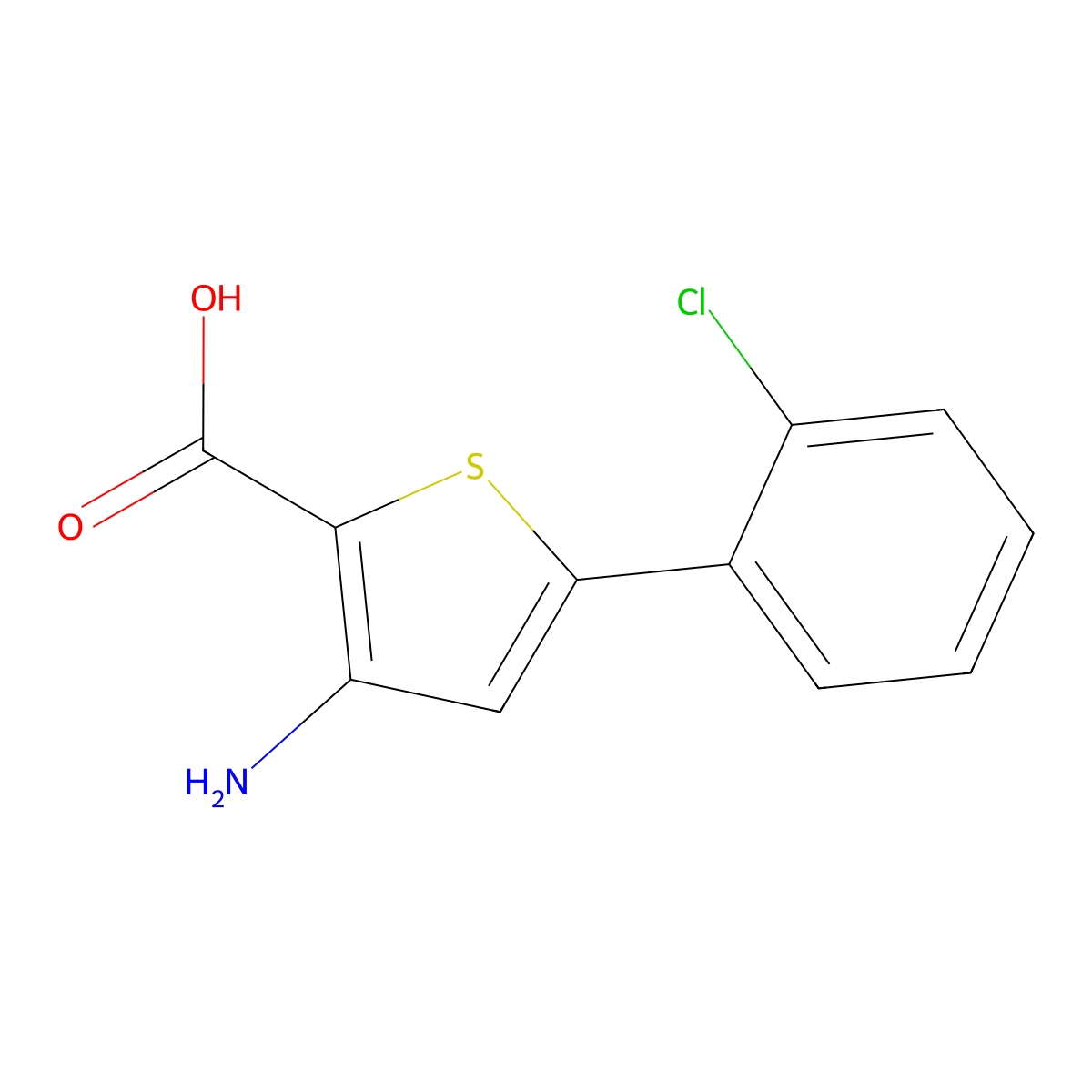 3-Amino-5-(2-chlorophenyl)thiophene-2-carboxylic acid molecular structure, CAS 354811-92-0