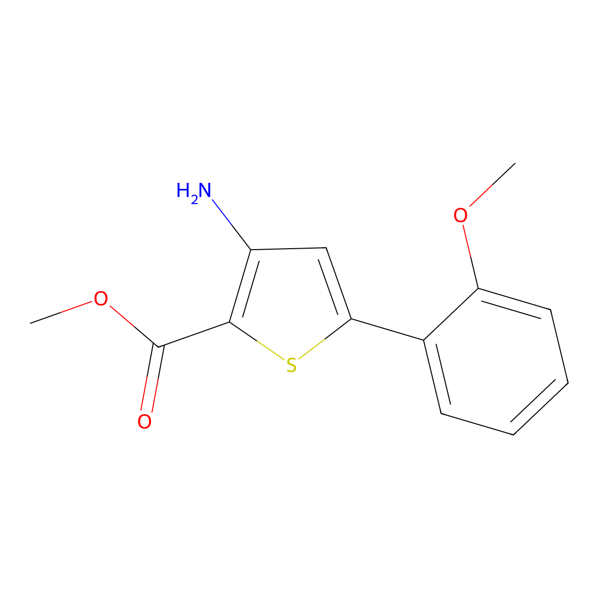 Methyl 3-amino-5-(2-methoxyphenyl)thiophene-2-carboxylate molecular structure, CAS 354811-94-2