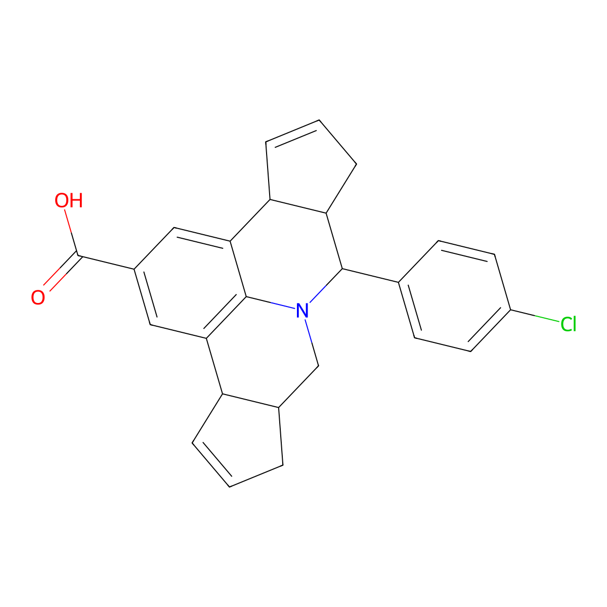 7-(4-Chlorophenyl)-3b,6,6a,7,9,9a,10,12a-octahydrocyclopenta[c]cyclopenta[4,5]pyrido[3,2,1-ij]quinoline-2-carboxylic acid molecular structure, CAS 354812-78-5