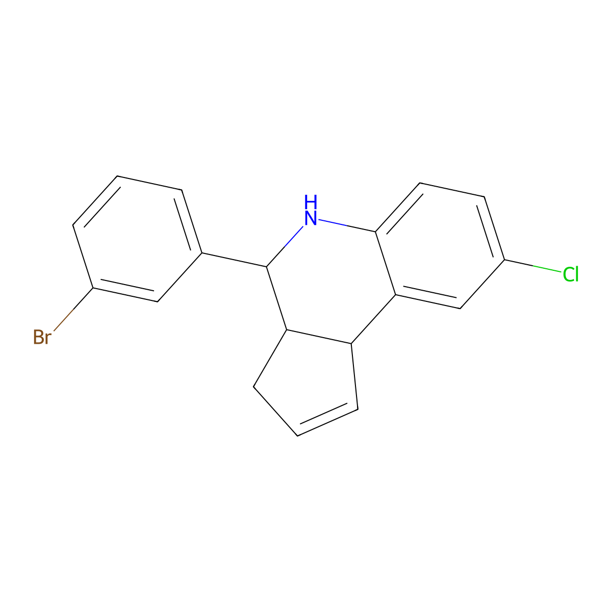 4-(3-bromophenyl)-8-chloro-3a,4,5,9b-tetrahydro-3H-cyclopenta[c]quinoline molecular structure, CAS 354812-81-0