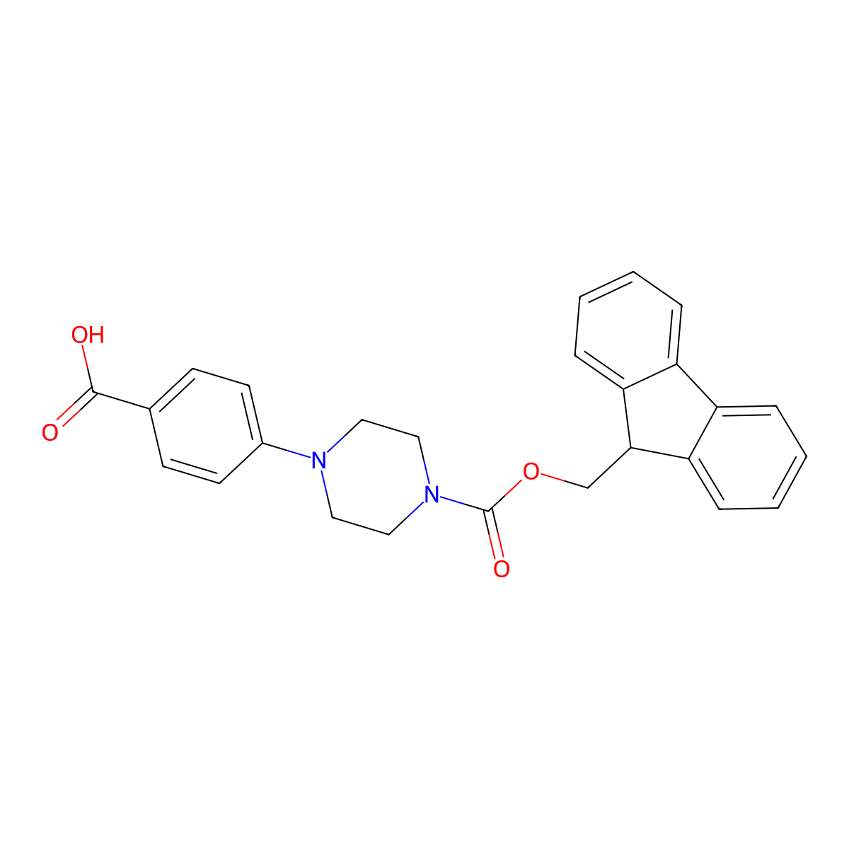 4-(4-{[(9H-fluoren-9-yl)methoxy]carbonyl}piperazin-1-yl)benzoic acid molecular structure, CAS 354813-12-0