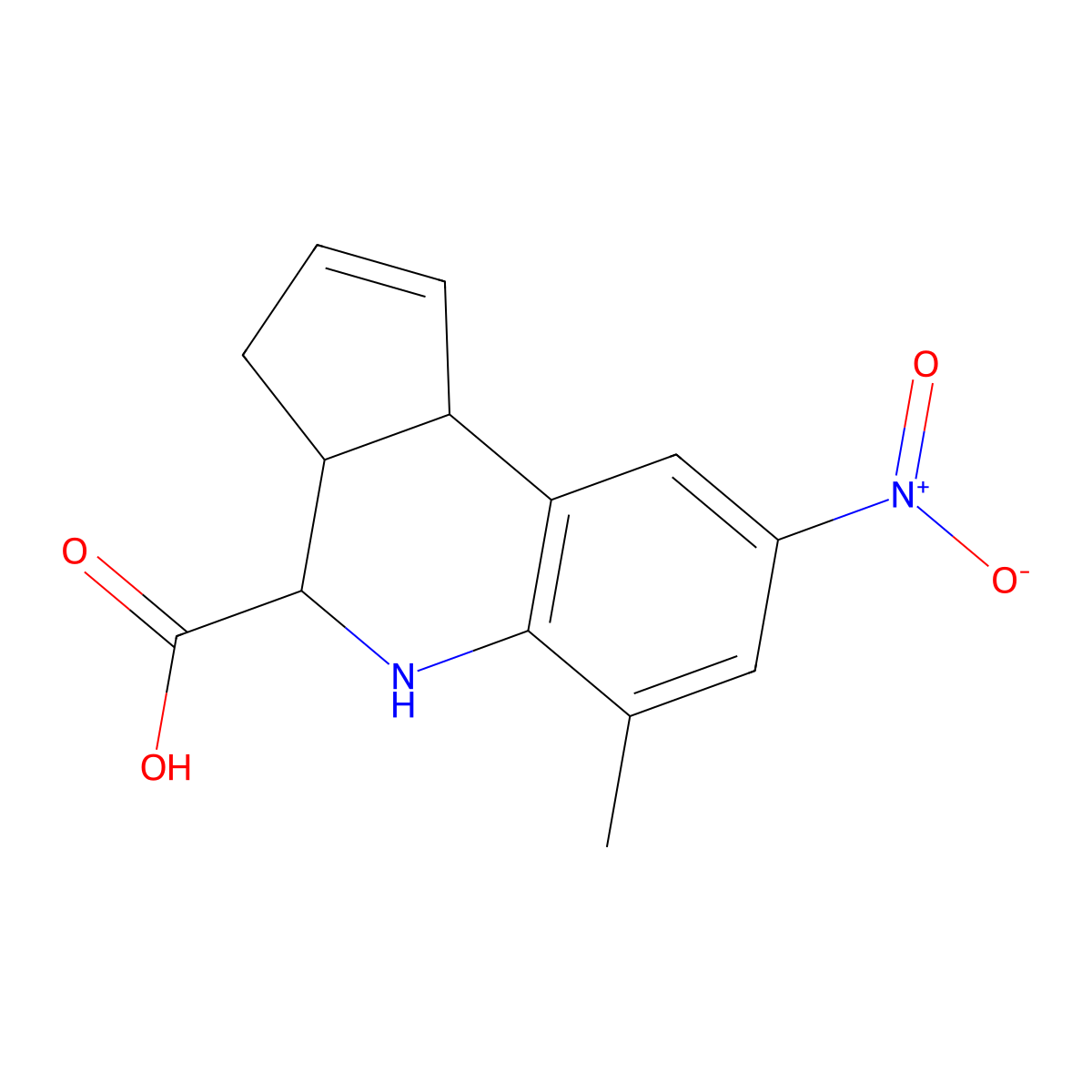 6-methyl-8-nitro-3a,4,5,9b-tetrahydro-3H-cyclopenta[c]quinoline-4-carboxylic acid molecular structure, CAS 354815-34-2