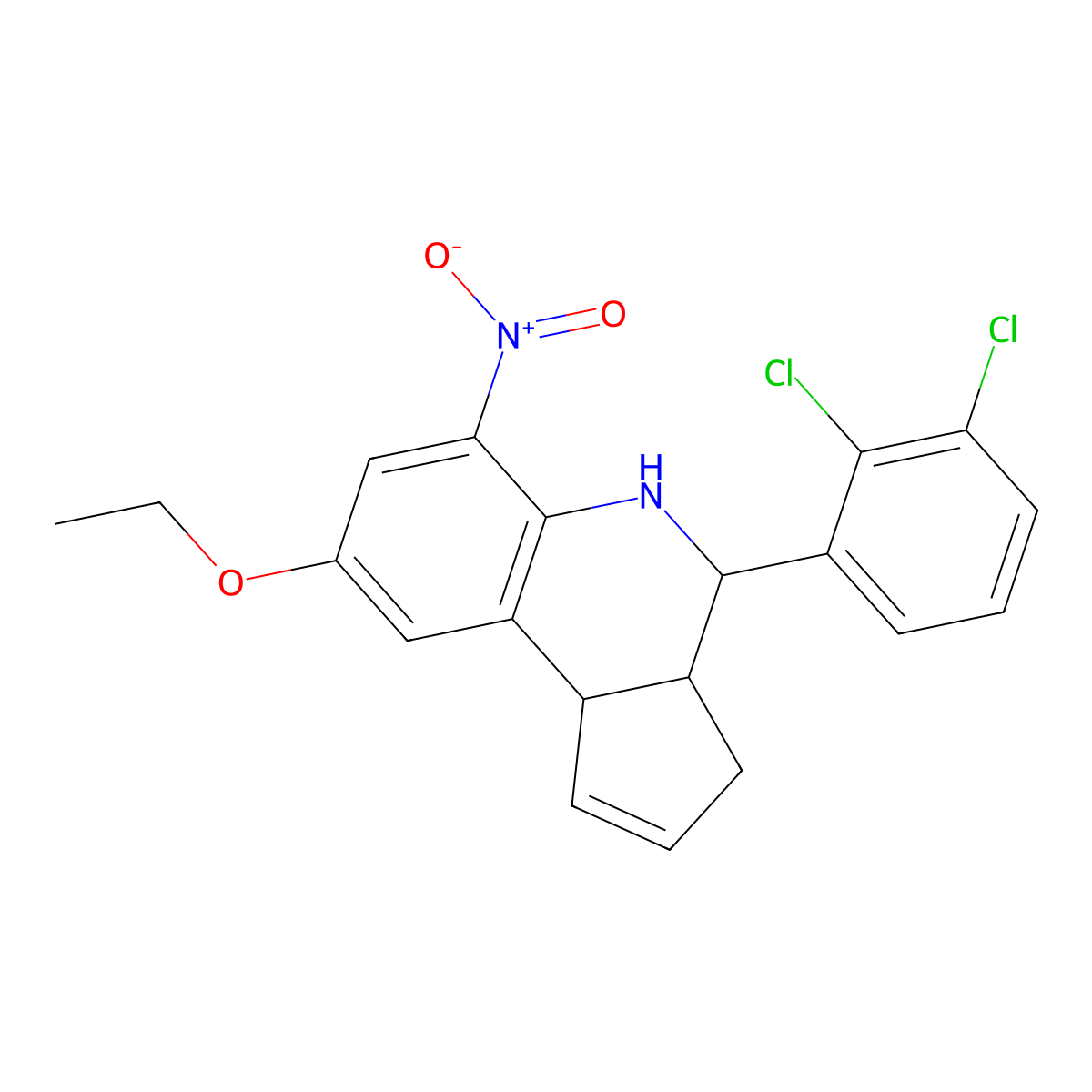 4-(2,3-dichlorophenyl)-8-ethoxy-6-nitro-3a,4,5,9b-tetrahydro-3H-cyclopenta[c]quinoline molecular structure, CAS 354815-38-6