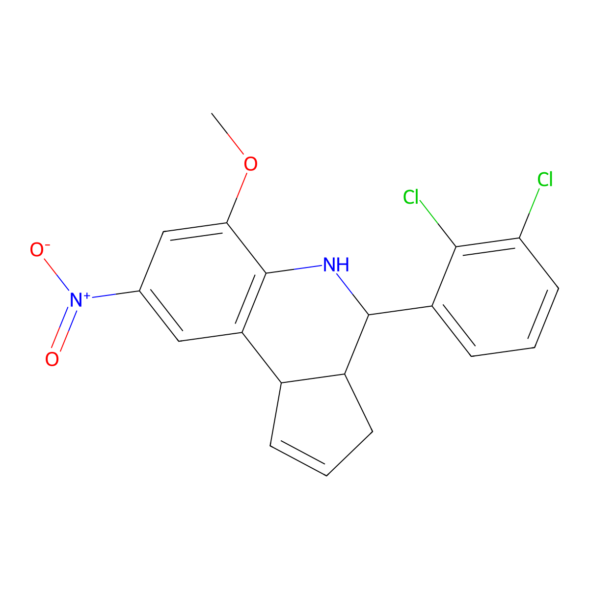 4-(2,3-dichlorophenyl)-6-methoxy-8-nitro-3a,4,5,9b-tetrahydro-3H-cyclopenta[c]quinoline molecular structure, CAS 354816-08-3