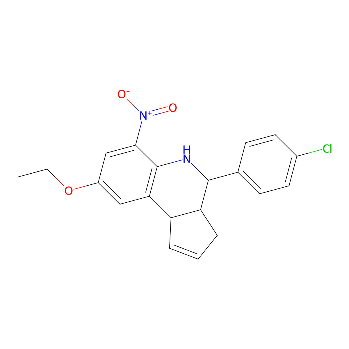 4-(4-chlorophenyl)-8-ethoxy-6-nitro-3a,4,5,9b-tetrahydro-3H-cyclopenta[c]quinoline molecular structure, CAS 354816-17-4