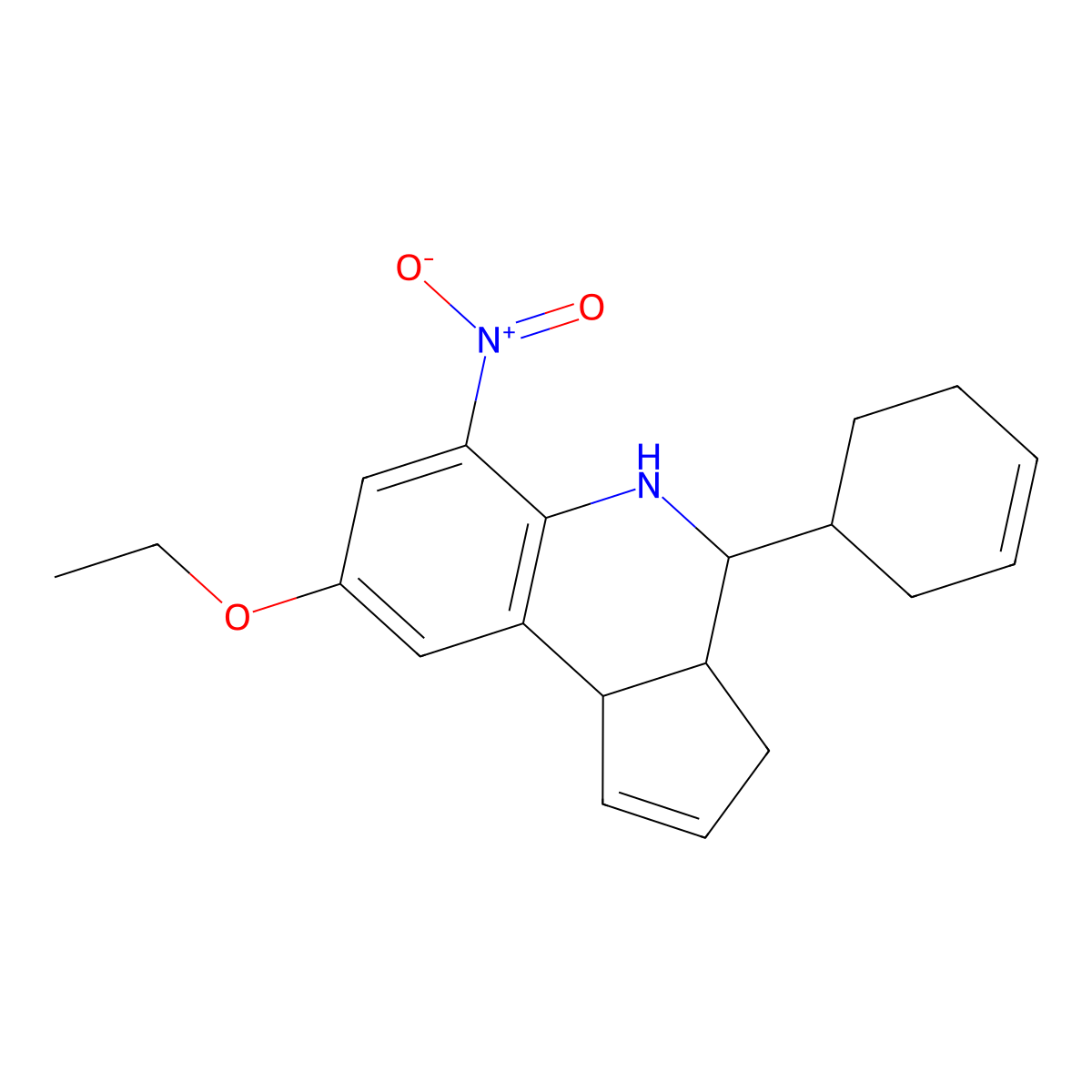 4-cyclohex-3-en-1-yl-8-ethoxy-6-nitro-3a,4,5,9b-tetrahydro-3H-cyclopenta[c]quinoline molecular structure, CAS 354816-18-5
