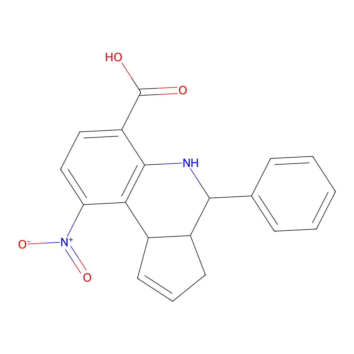 9-nitro-4-phenyl-3a,4,5,9b-tetrahydro-3H-cyclopenta[c]quinoline-6-carboxylic acid molecular structure, CAS 354820-31-8