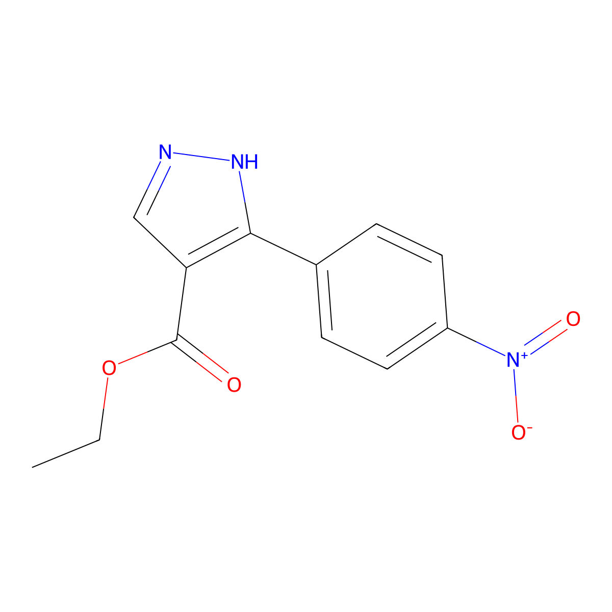 ethyl 5-(4-nitrophenyl)-1H-pyrazole-4-carboxylate molecular structure, CAS 35487-11-7