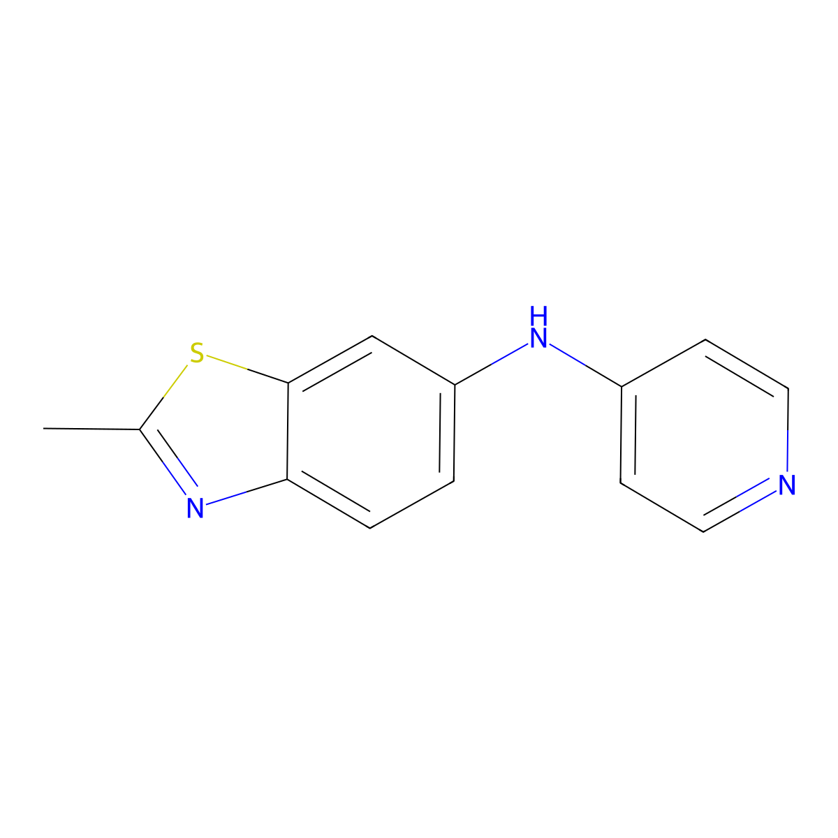 2-Methyl-N-4-pyridinyl-6-benzothiazolamine molecular structure, CAS 35488-01-8