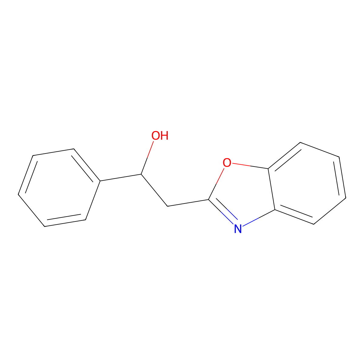 2-(1,3-Benzoxazol-2-yl)-1-phenylethanol molecular structure, CAS 35491-31-7