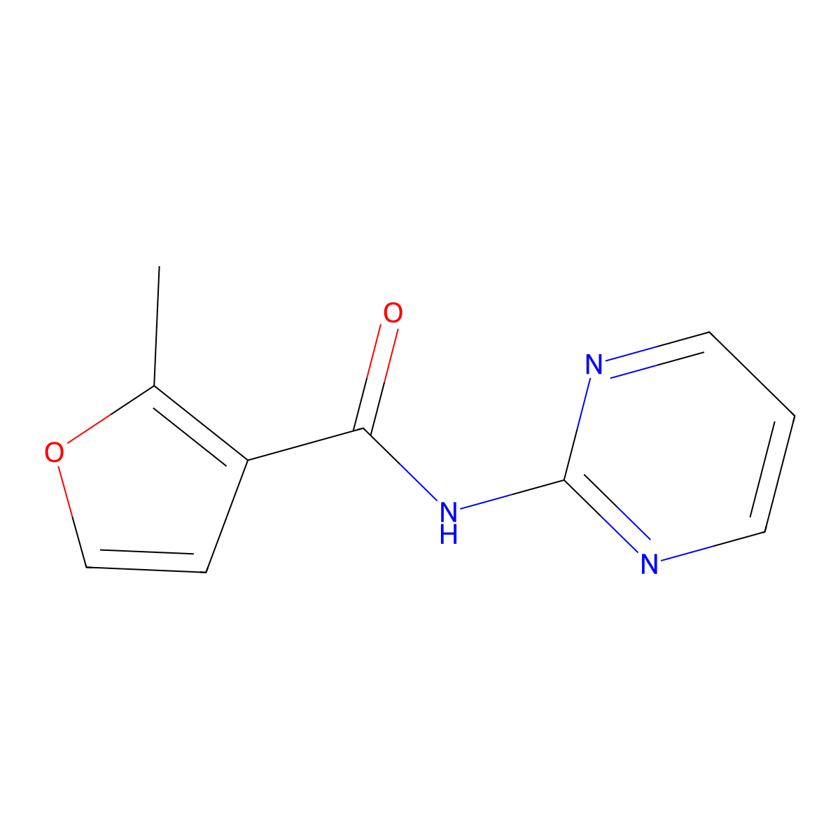 2-methyl-N-(pyrimidin-2-yl)furan-3-carboxamide molecular structure, CAS 35498-34-1