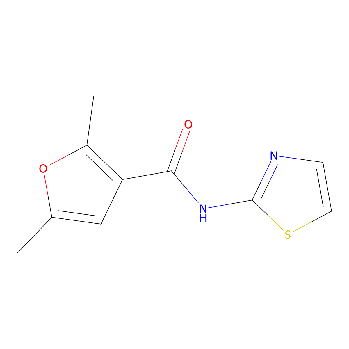 2,5-dimethyl-N-(1,3-thiazol-2-yl)furan-3-carboxamide molecular structure, CAS 35498-57-8