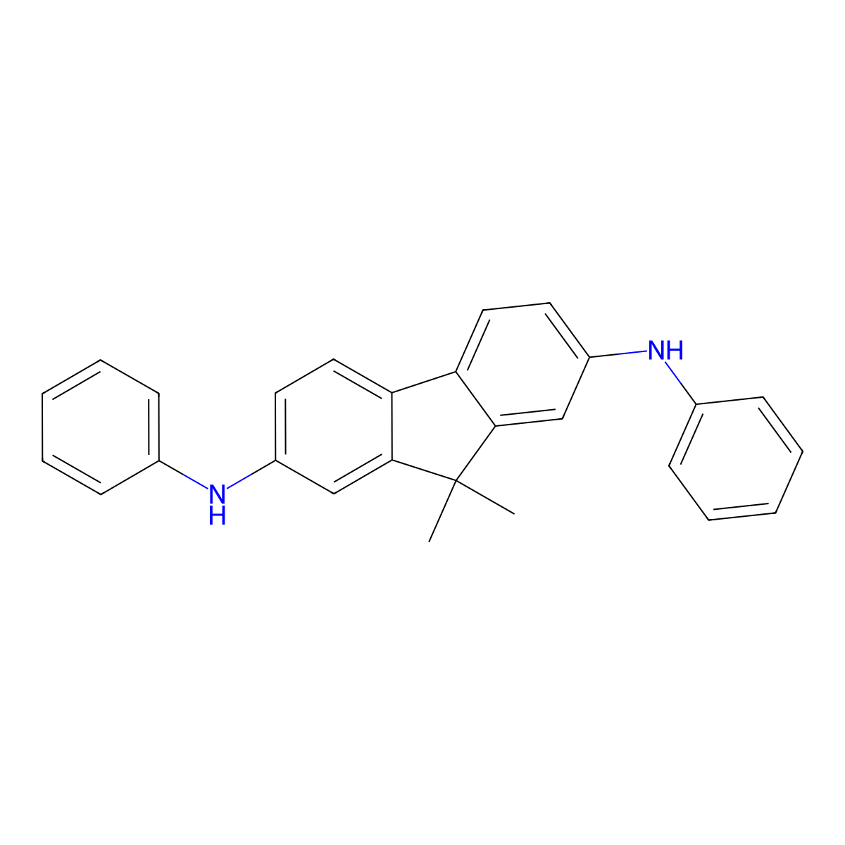 9,9-Dimethyl-N2,N7-diphenyl-9H-fluorene-2,7-diamine molecular structure, CAS 354987-86-3
