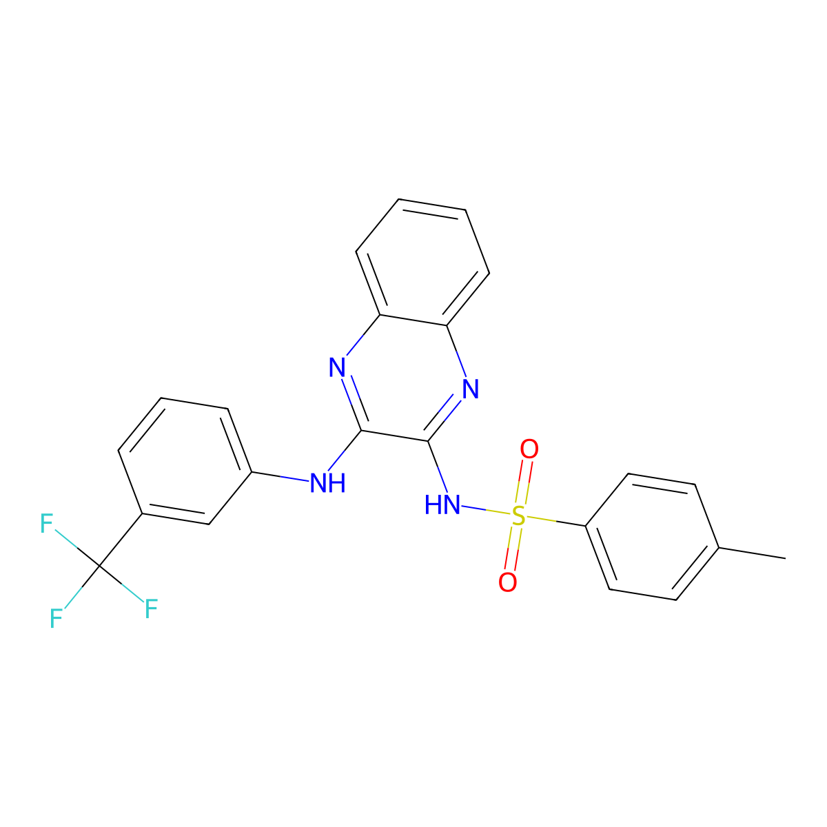4-methyl-N-(3-{[3-(trifluoromethyl)phenyl]amino}quinoxalin-2-yl)benzenesulfonamide molecular structure, CAS 354989-09-6