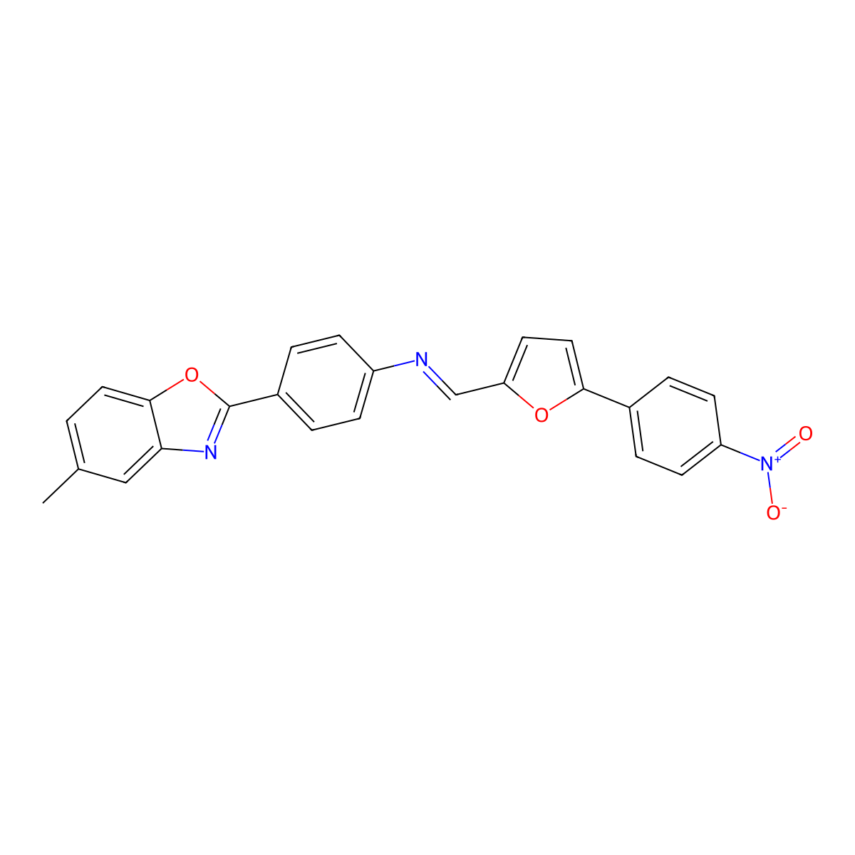 4-(5-methyl-1,3-benzoxazol-2-yl)-N-{(E)-[5-(4-nitrophenyl)furan-2-yl]methylidene}aniline molecular structure, CAS 354990-47-9