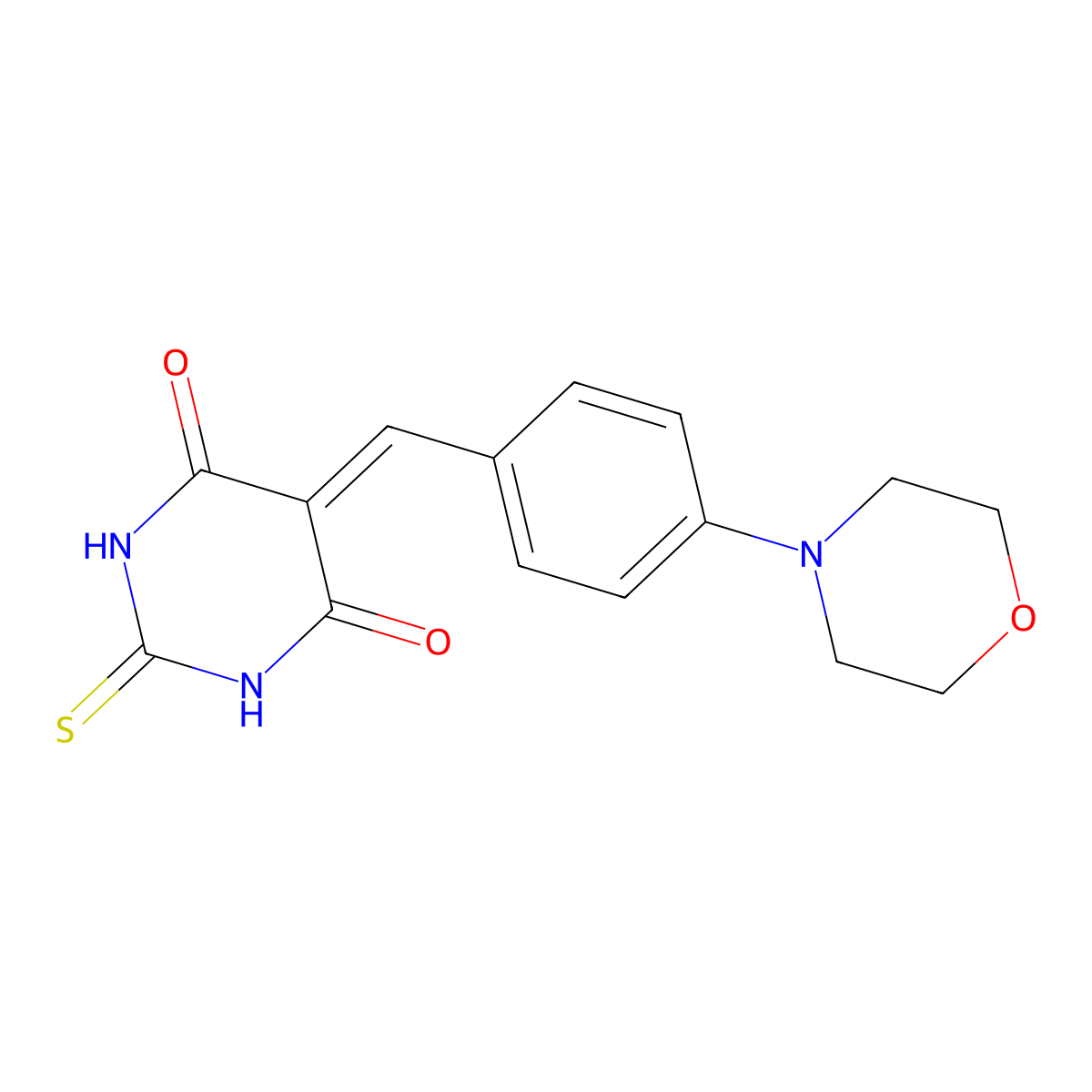 5-(4-morpholinobenzylidene)-2-thioxodihydropyrimidine-4,6(1H,5H)-dione molecular structure, CAS 354990-58-2