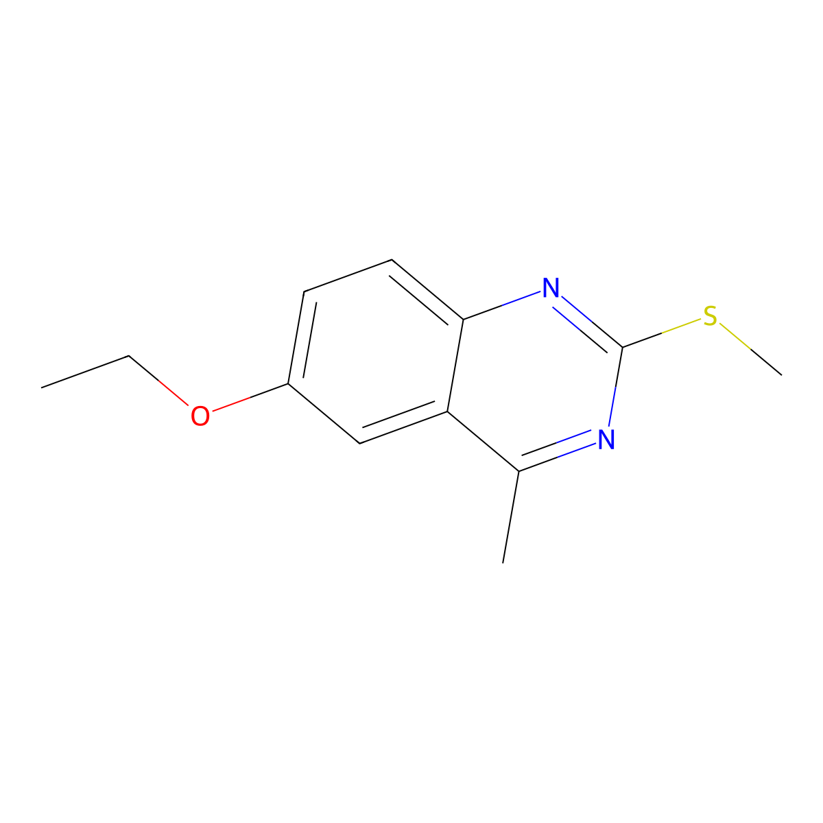 6-Ethoxy-4-methyl-2-methylsulfanylquinazoline molecular structure, CAS 354991-84-7
