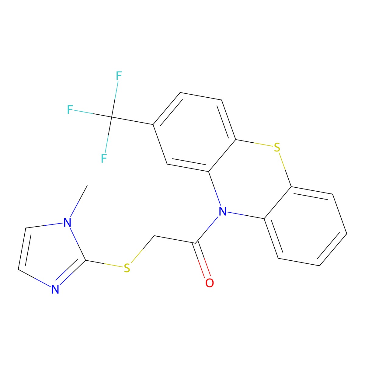 2-(1-Methylimidazol-2-yl)sulfanyl-1-[2-(trifluoromethyl)phenothiazin-10-yl]ethanone molecular structure, CAS 354991-87-0