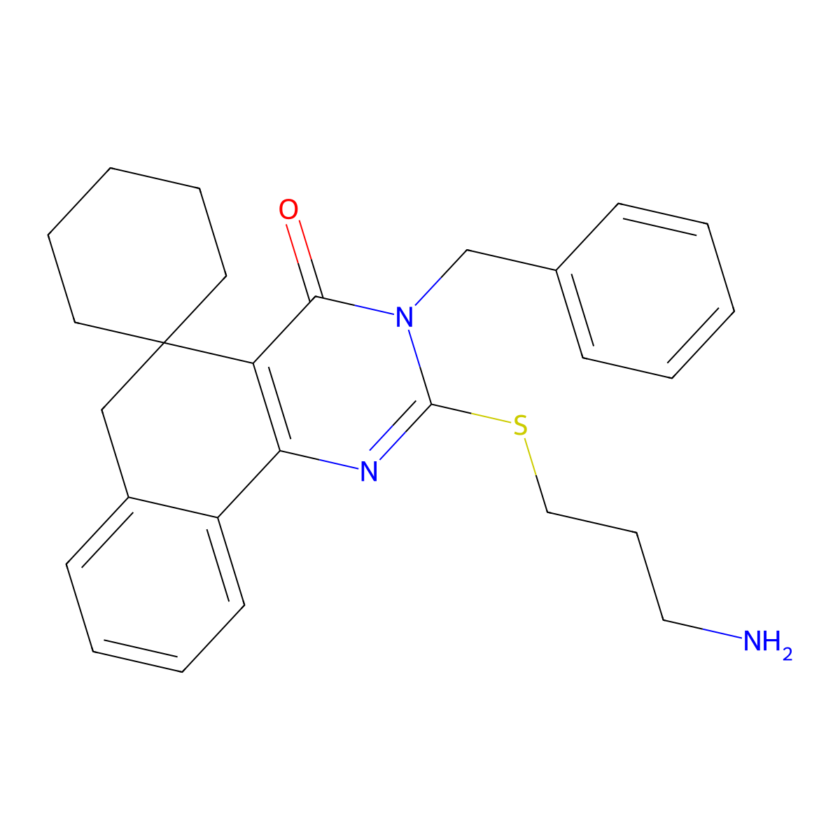 2-(3-aminopropylsulfanyl)-3-benzylspiro[6H-benzo[h]quinazoline-5,1'-cyclohexane]-4-one molecular structure, CAS 354991-92-7