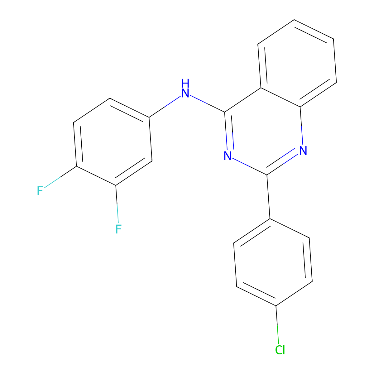 2-(4-chlorophenyl)-N-(3,4-difluorophenyl)quinazolin-4-amine molecular structure, CAS 354992-03-3
