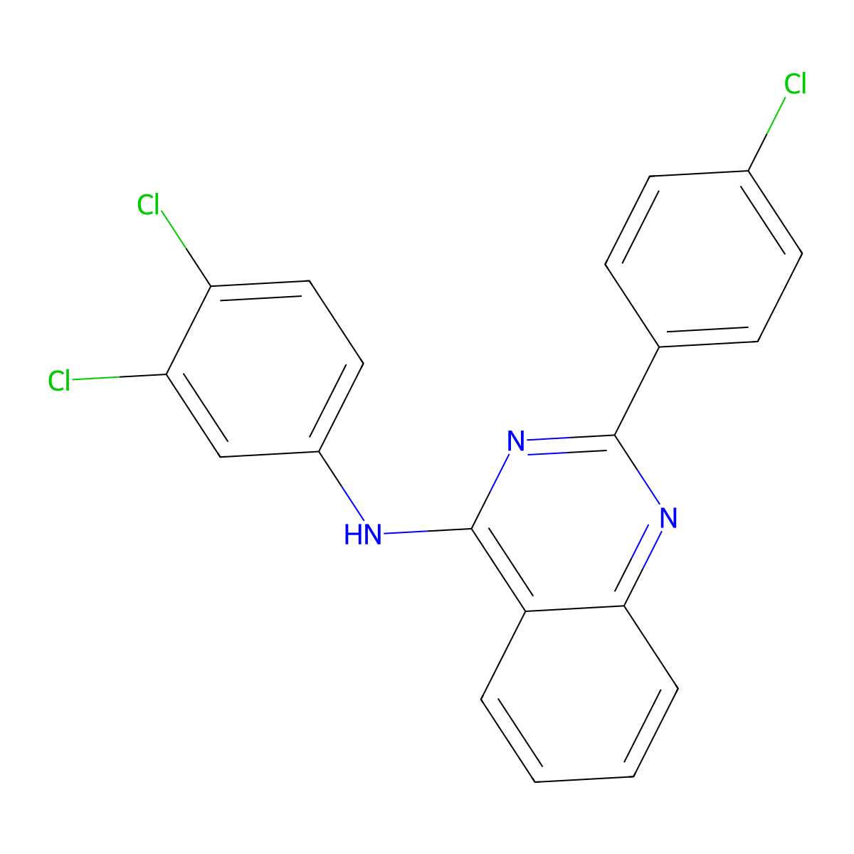 2-(4-chlorophenyl)-N-(3,4-dichlorophenyl)quinazolin-4-amine molecular structure, CAS 354992-04-4