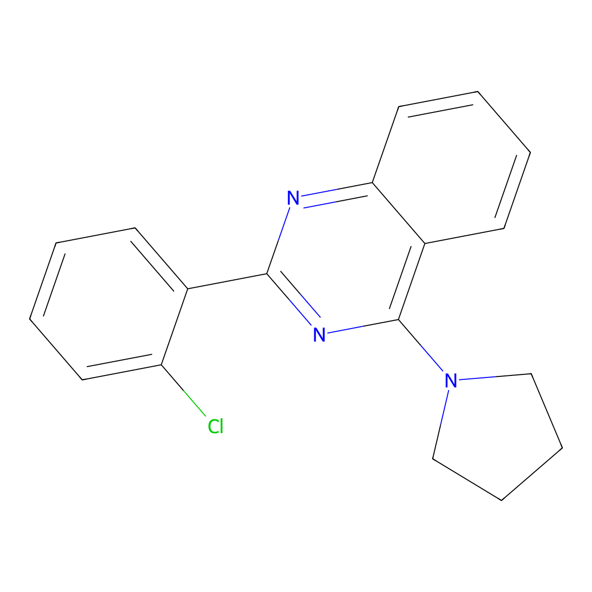 2-(2-Chlorophenyl)-4-(pyrrolidin-1-yl)quinazoline molecular structure, CAS 354992-07-7