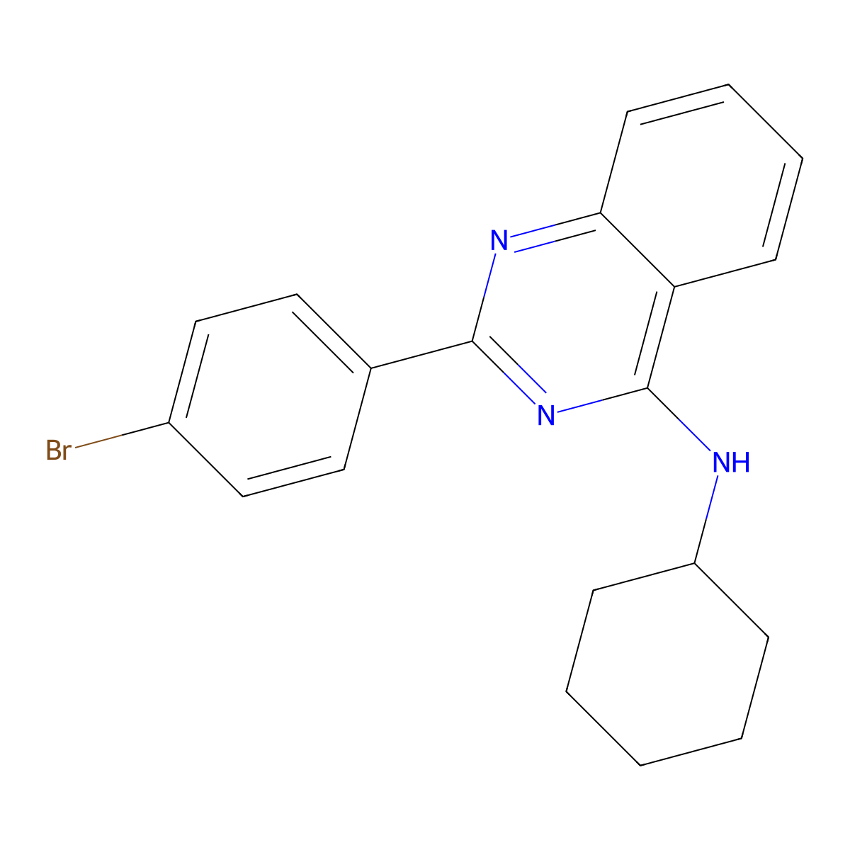 2-(4-bromophenyl)-N-cyclohexylquinazolin-4-amine molecular structure, CAS 354992-16-8