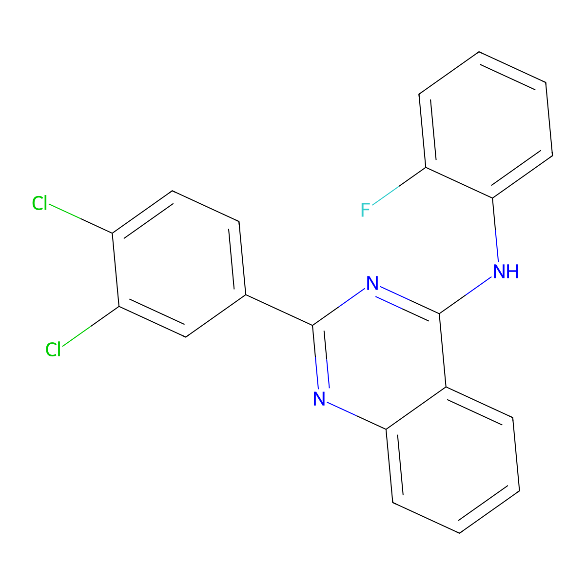 2-(3,4-dichlorophenyl)-N-(2-fluorophenyl)quinazolin-4-amine molecular structure, CAS 354992-18-0