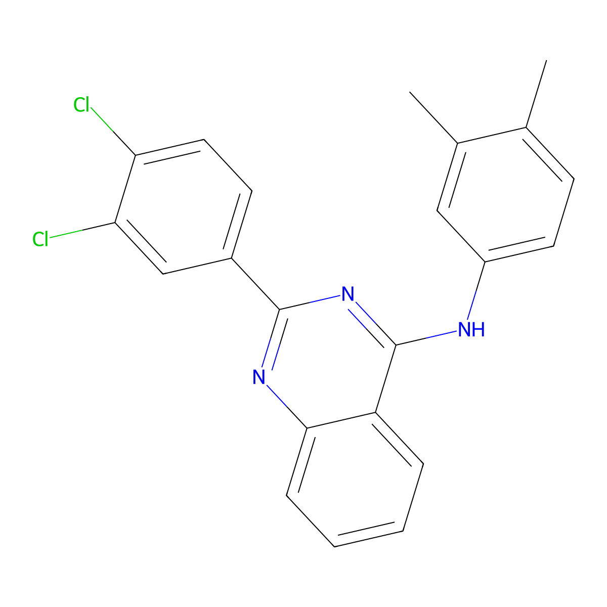 2-(3,4-dichlorophenyl)-N-(3,4-dimethylphenyl)quinazolin-4-amine molecular structure, CAS 354992-19-1