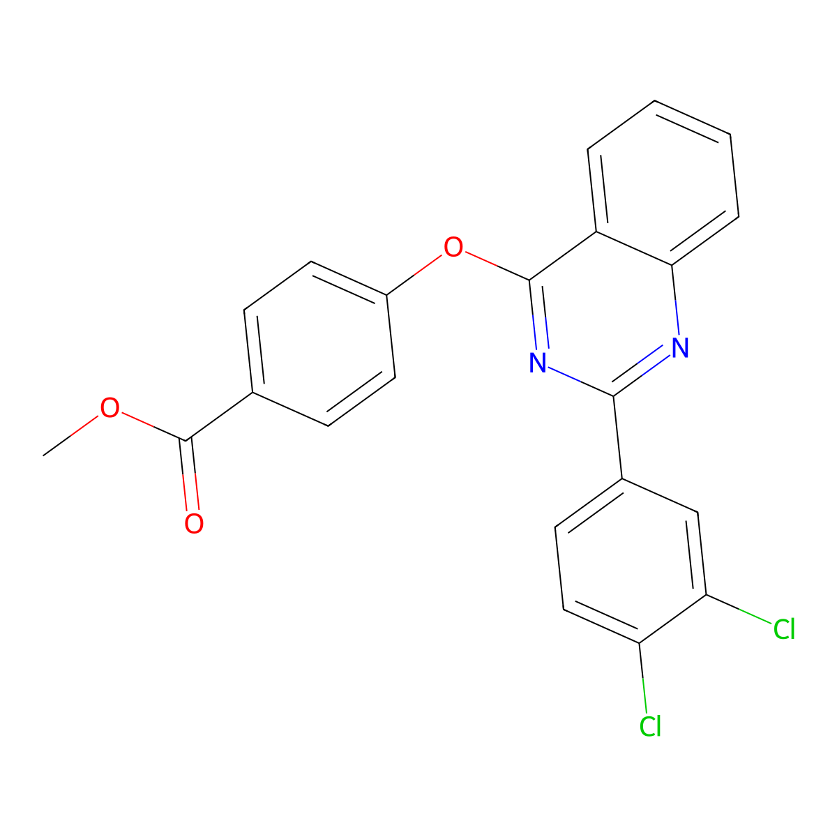 Methyl 4-{[2-(3,4-dichlorophenyl)-4-quinazolinyl]oxy}benzoate molecular structure, CAS 354992-35-1