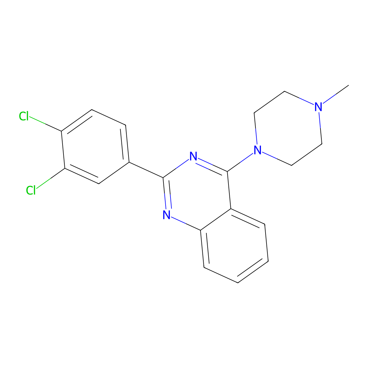 2-(3,4-Dichlorophenyl)-4-(4-methylpiperazin-1-yl)quinazoline molecular structure, CAS 354992-36-2