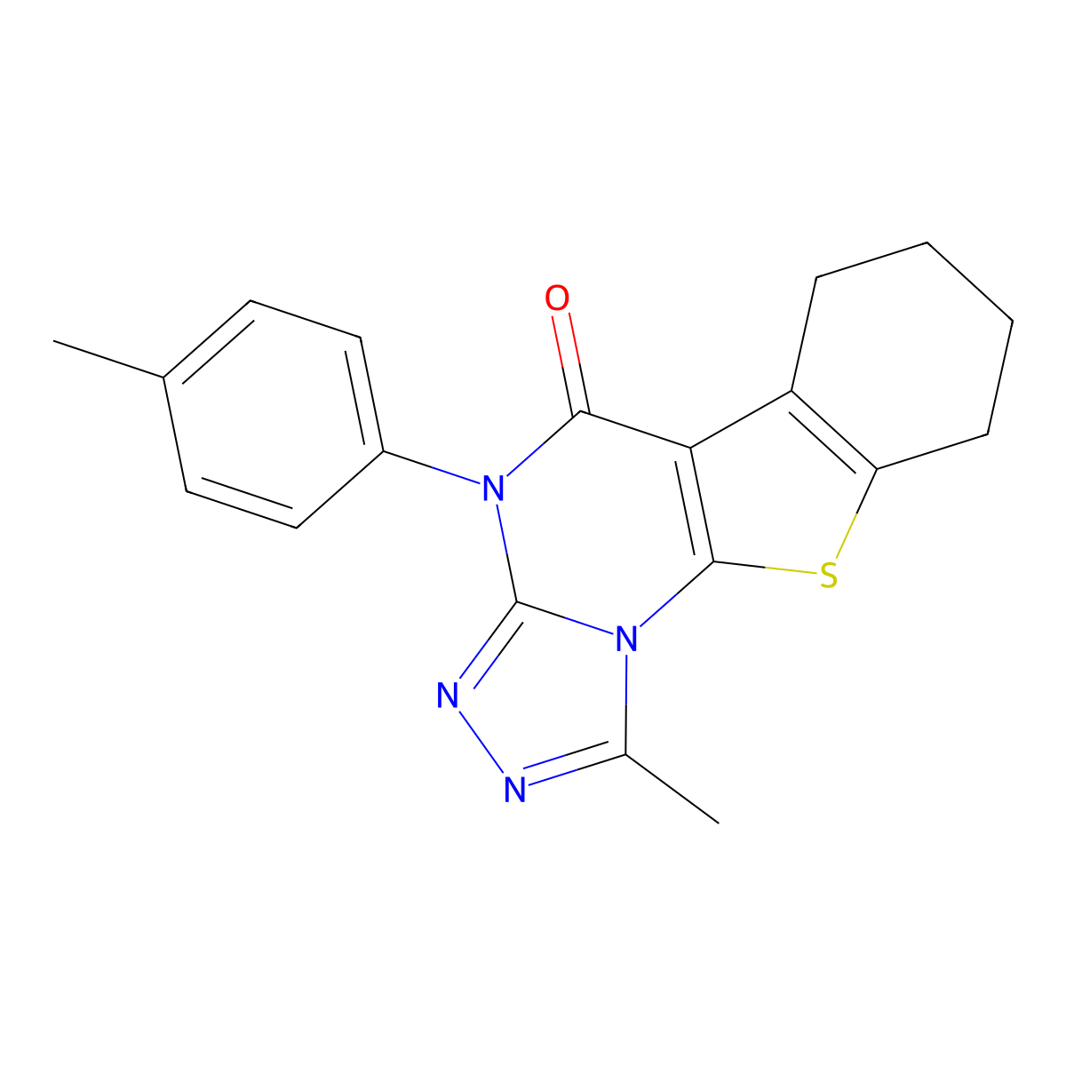 1-methyl-4-(4-methylphenyl)-6,7,8,9-tetrahydro[1]benzothieno[3,2-e][1,2,4]triazolo[4,3-a]pyrimidin-5(4H)-one molecular structure, CAS 354992-52-2
