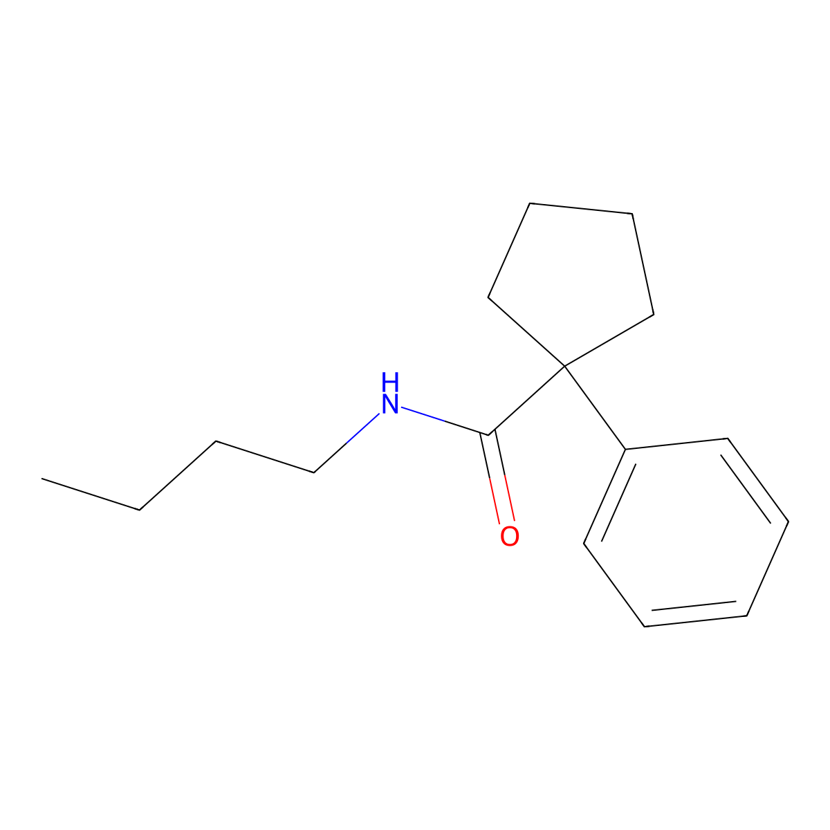 N-butyl-1-phenylcyclopentane-1-carboxamide molecular structure, CAS 354992-72-6