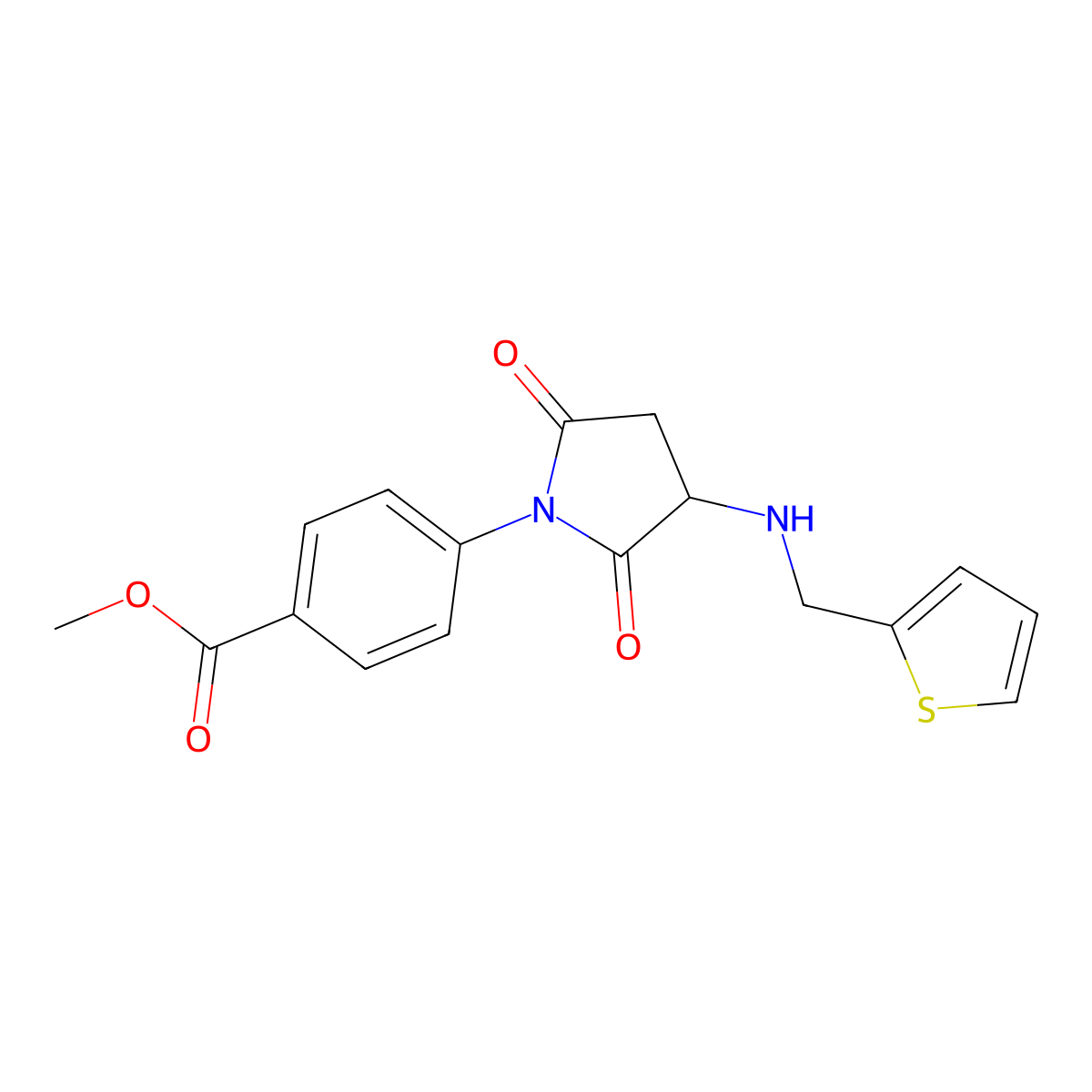 Methyl 4-[2,5-dioxo-3-(thiophen-2-ylmethylamino)pyrrolidin-1-yl]benzoate molecular structure, CAS 354992-78-2