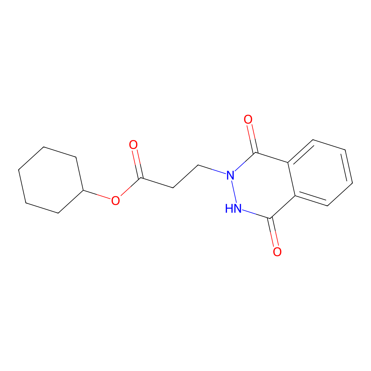 cyclohexyl 3-(1,4-dioxo-3H-phthalazin-2-yl)propanoate molecular structure, CAS 354993-00-3