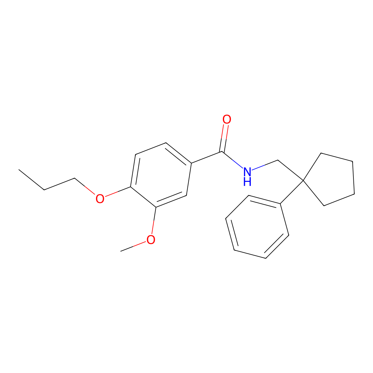 3-methoxy-N-[(1-phenylcyclopentyl)methyl]-4-propoxybenzamide molecular structure, CAS 354993-03-6