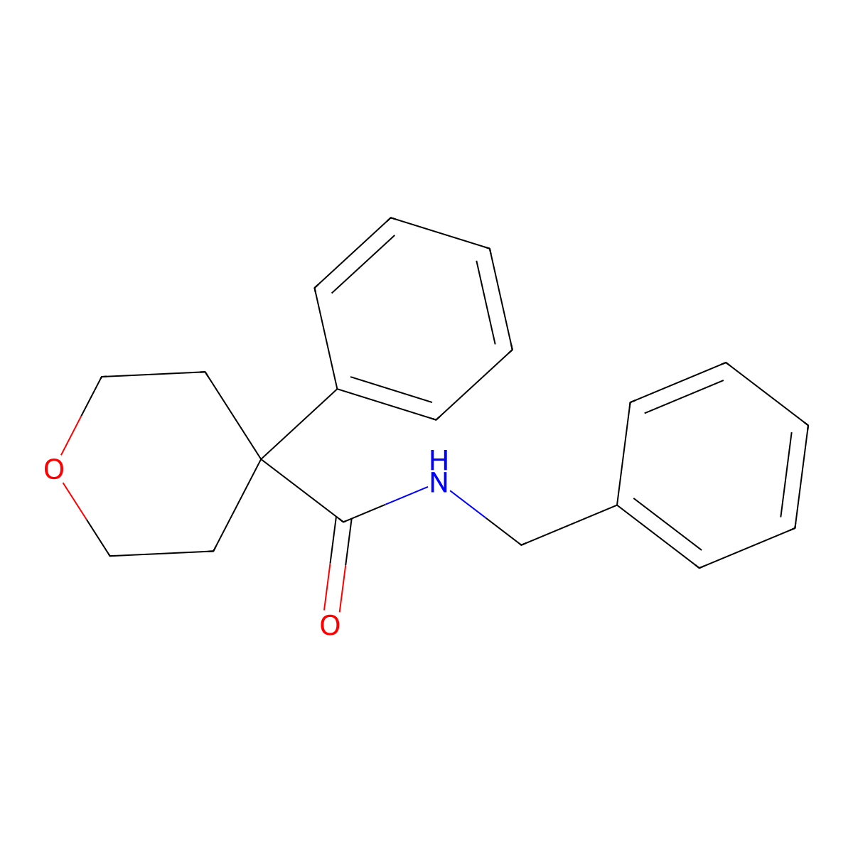 N-benzyl-4-phenyltetrahydro-2H-pyran-4-carboxamide molecular structure, CAS 354993-11-6