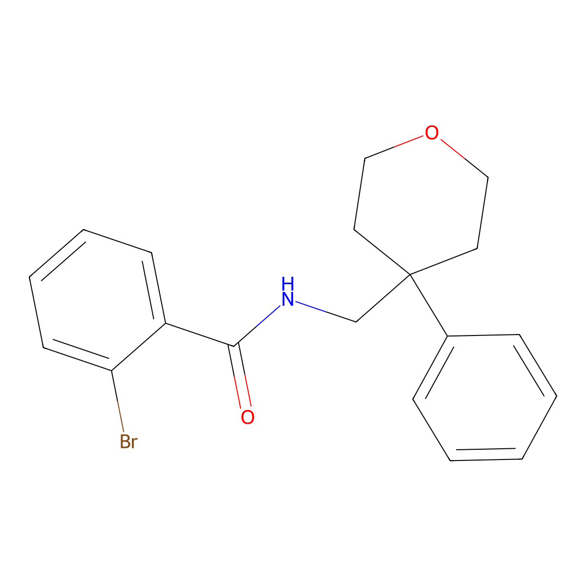 2-bromo-N-((4-phenyltetrahydro-2H-pyran-4-yl)methyl)benzamide molecular structure, CAS 354993-13-8