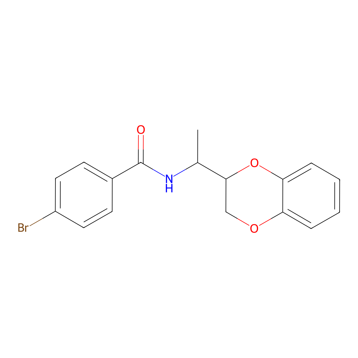 4-bromo-N-[1-(2,3-dihydro-1,4-benzodioxin-2-yl)ethyl]benzamide molecular structure, CAS 354993-22-9