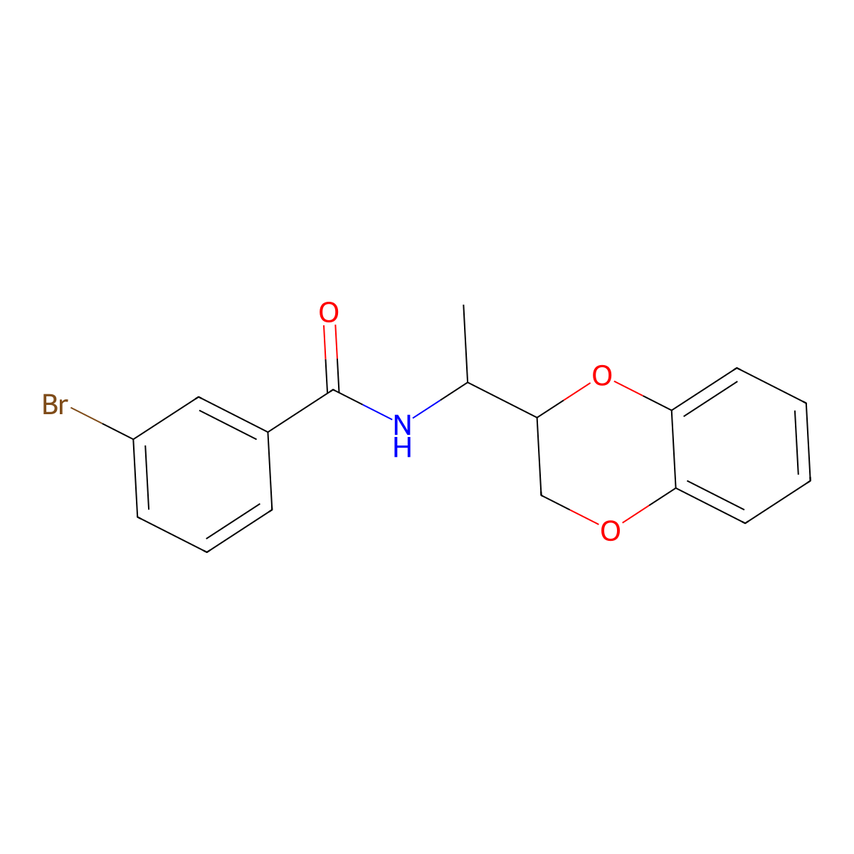 3-bromo-N-[1-(2,3-dihydro-1,4-benzodioxin-2-yl)ethyl]benzamide molecular structure, CAS 354993-23-0