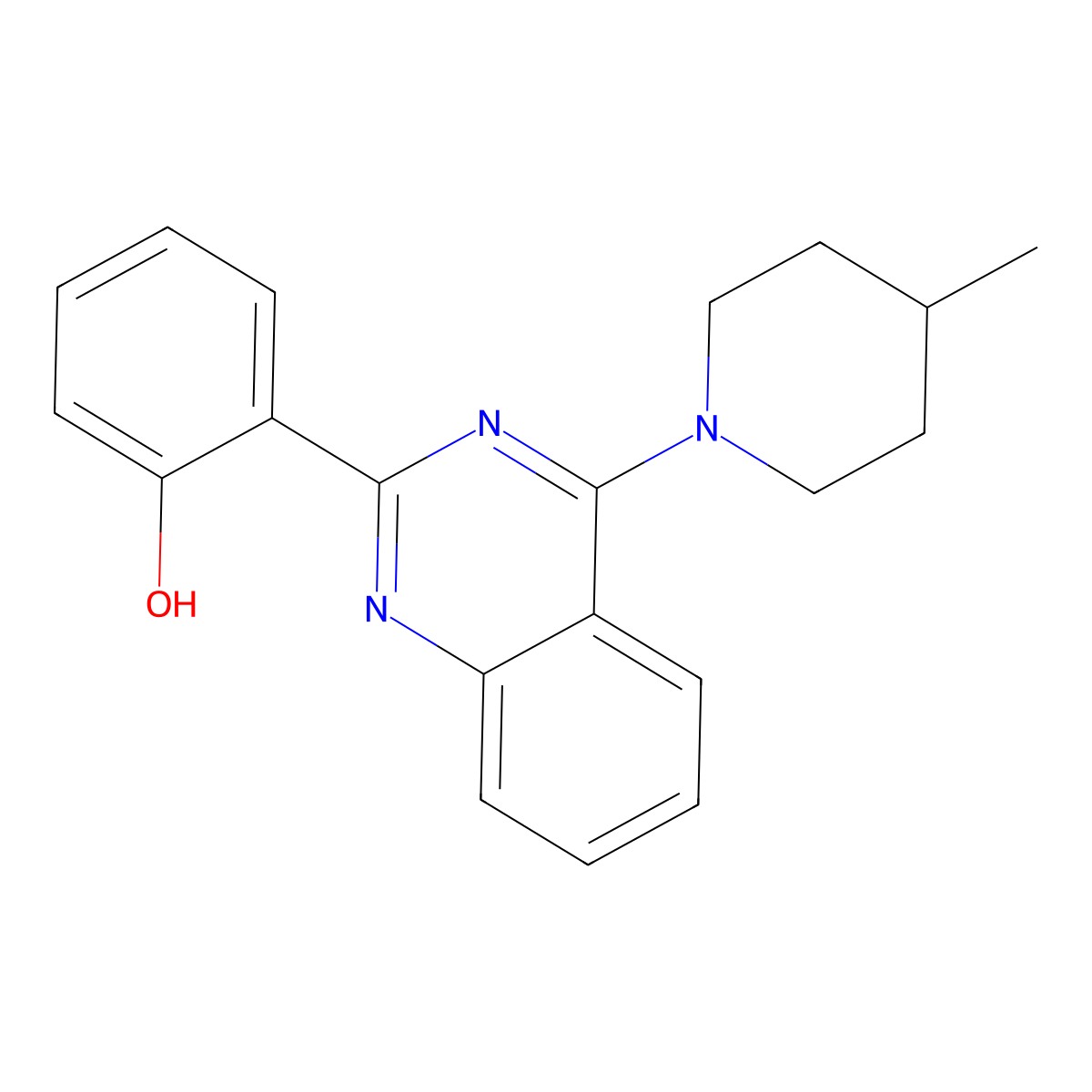 2-(4-(4-Methylpiperidin-1-yl)quinazolin-2-yl)phenol molecular structure, CAS 354993-43-4