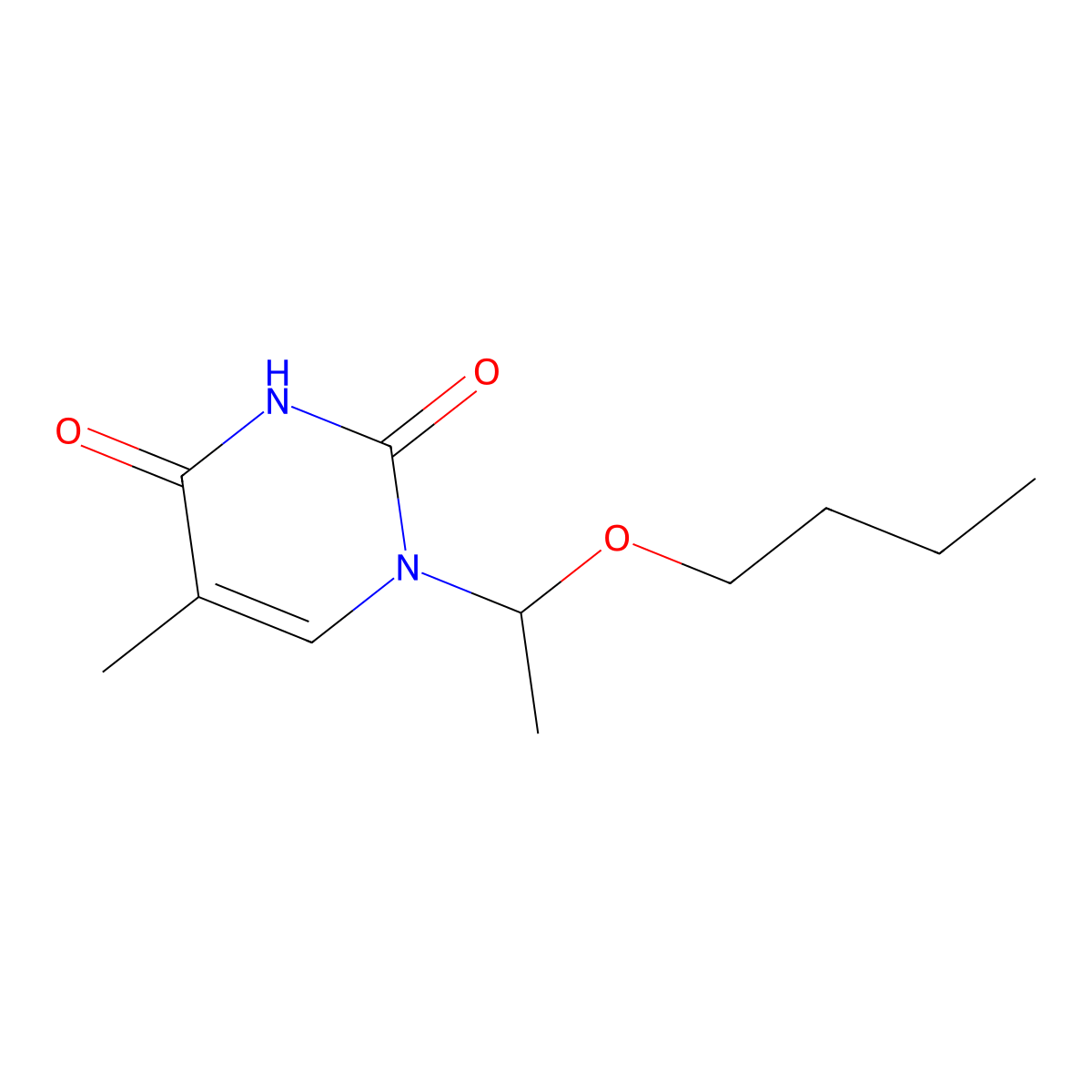 1-(1-butoxyethyl)-5-methylpyrimidine-2,4(1H,3H)-dione molecular structure, CAS 354993-46-7
