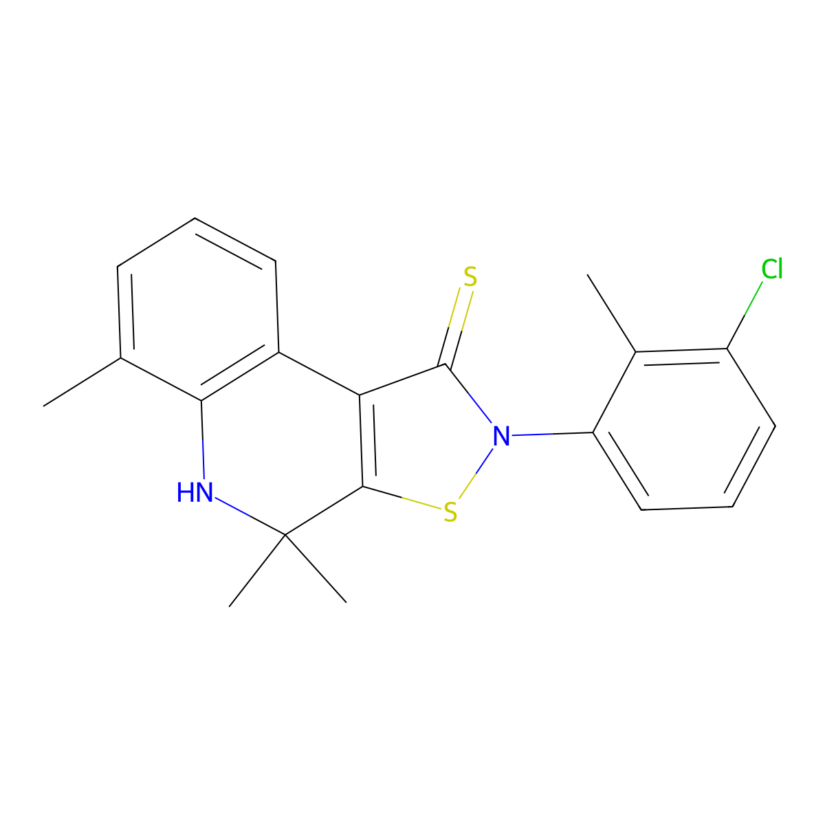 2-(3-chloro-2-methylphenyl)-4,4,6-trimethyl-4,5-dihydroisothiazolo[5,4-c]quinoline-1(2H)-thione molecular structure, CAS 354993-50-3