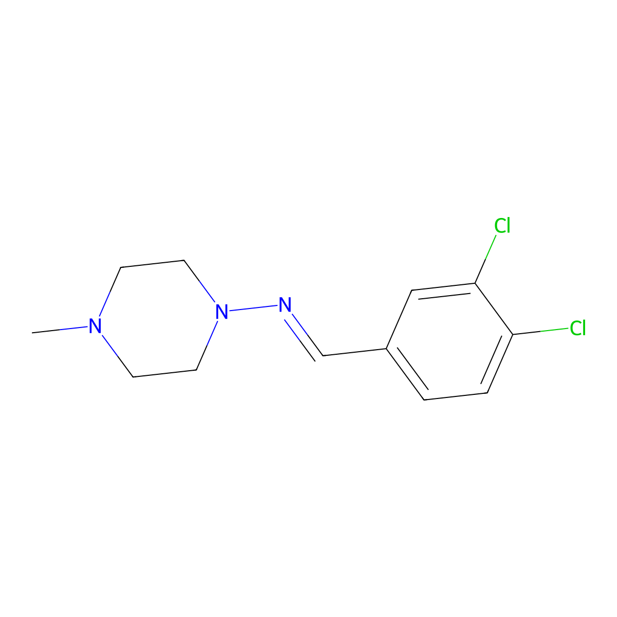 N-(3,4-dichlorobenzylidene)-N-(4-methyl-1-piperazinyl)amine molecular structure, CAS 354993-53-6