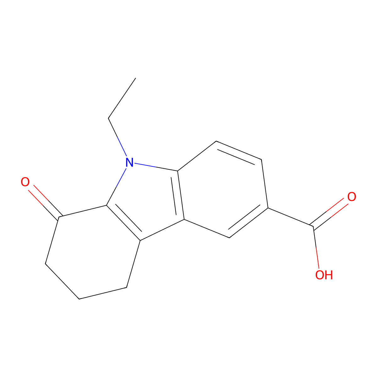 9-Ethyl-1-oxo-2,3,4,9-tetrahydro-1H-carbazole-6-carboxylic acid molecular structure, CAS 354993-58-1